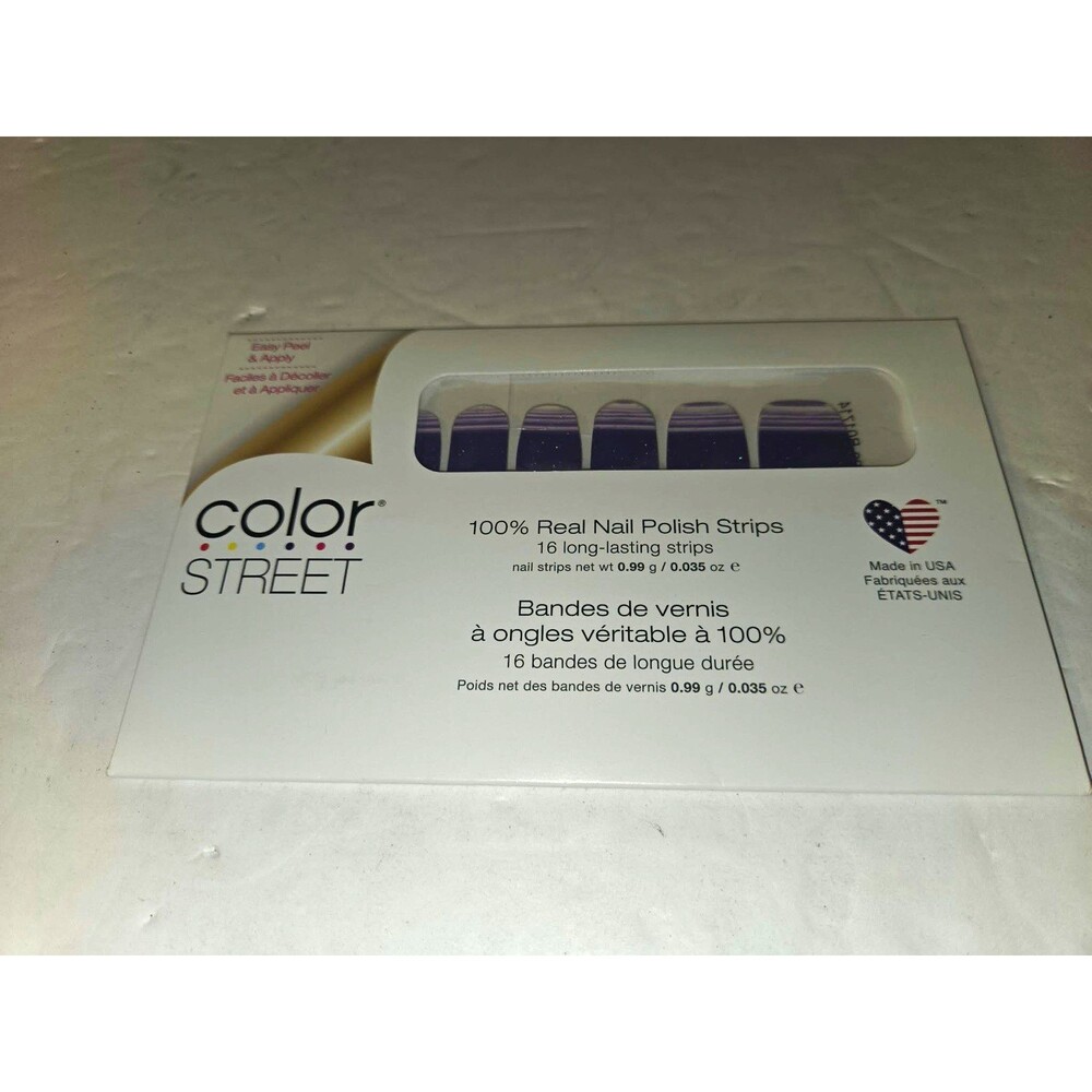 Color Street Press-On Nail Polish Strips Purple Glitter Square Grape Escape